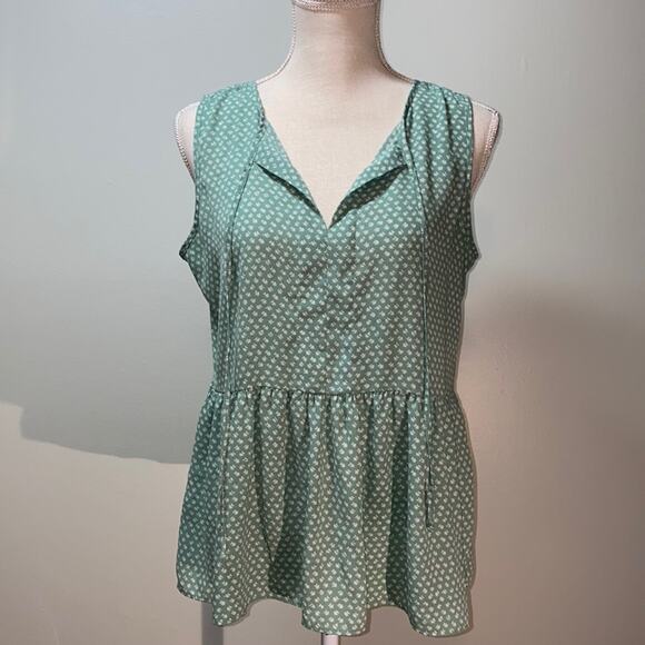 LOFT Sleeveless Flowy Peplum Blouse Mint Green size MP - Picture 1 of 6